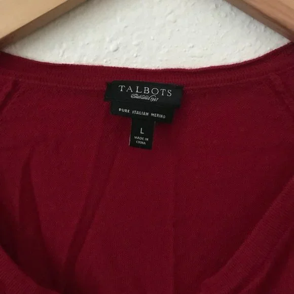 Talbots Red Cardigan Sweater, Size Large - Picture 3 of 4